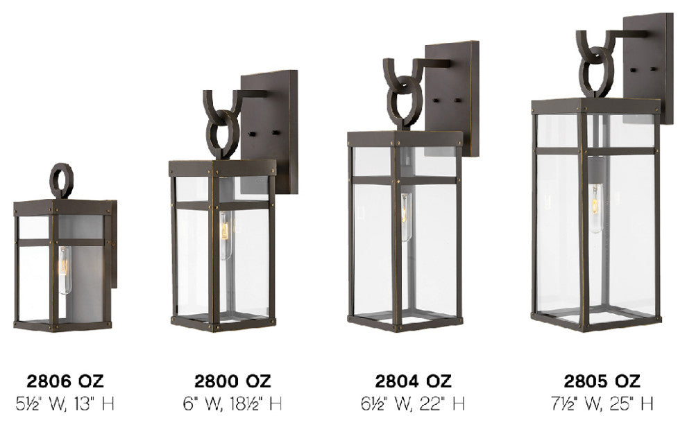 Hinkley Porter Small Wall Mount Lantern, Oil Rubbed Bronze