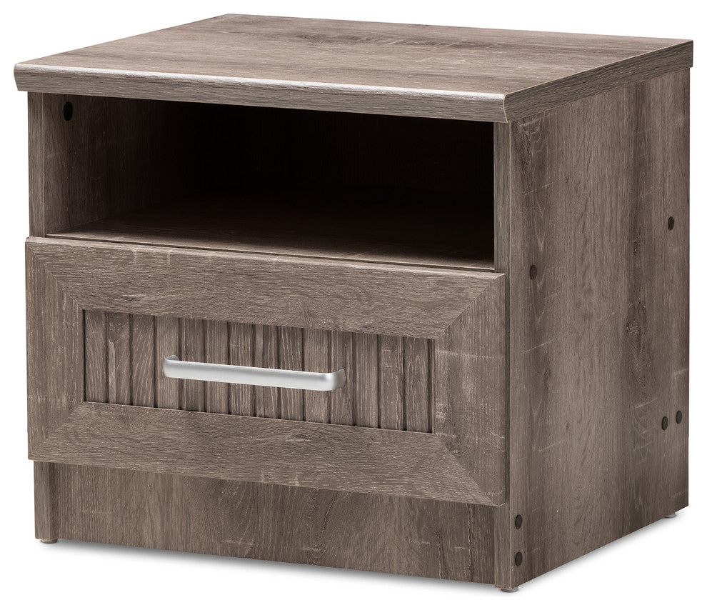 Gallia Moderm, Contemporary Oak Brown 1-Drawer Nightstand