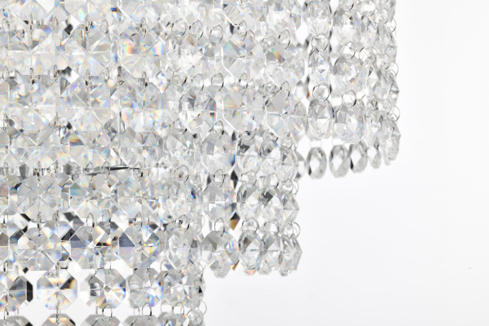 4-Light Chrome Modern Glam Chandelier With Tier Cascading Crystals