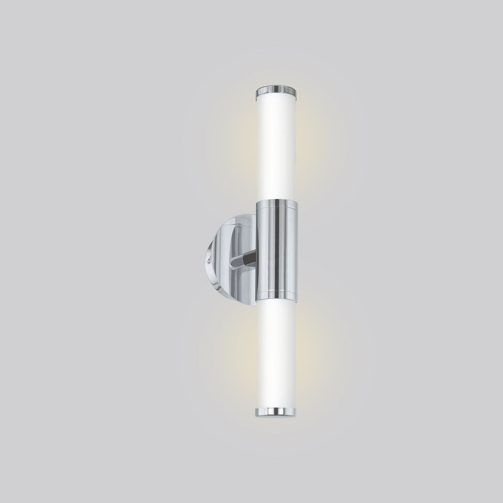 1x11W LED Vanity Wall Light, Chrome Finish, Opal Glass