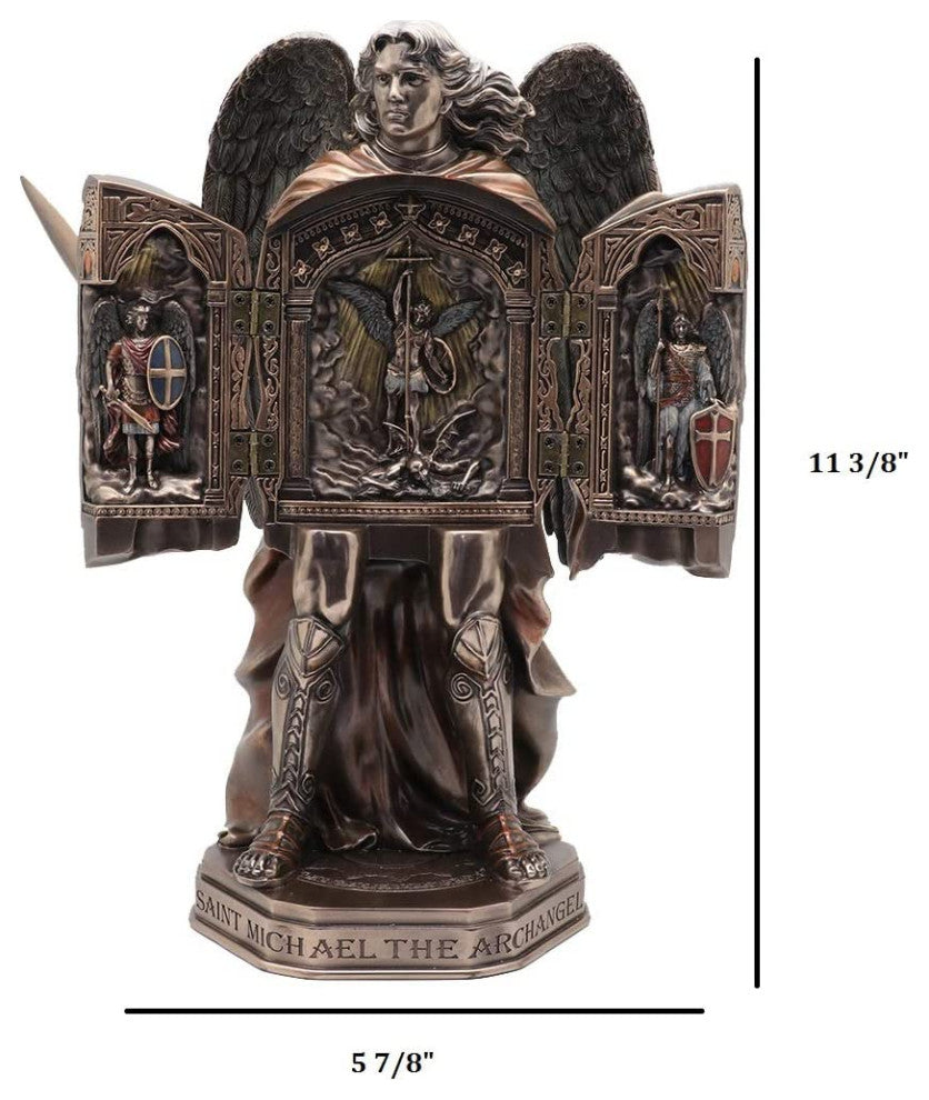 Armored Archangel Saint Michael Triptych -  Classic Statue Sculpture