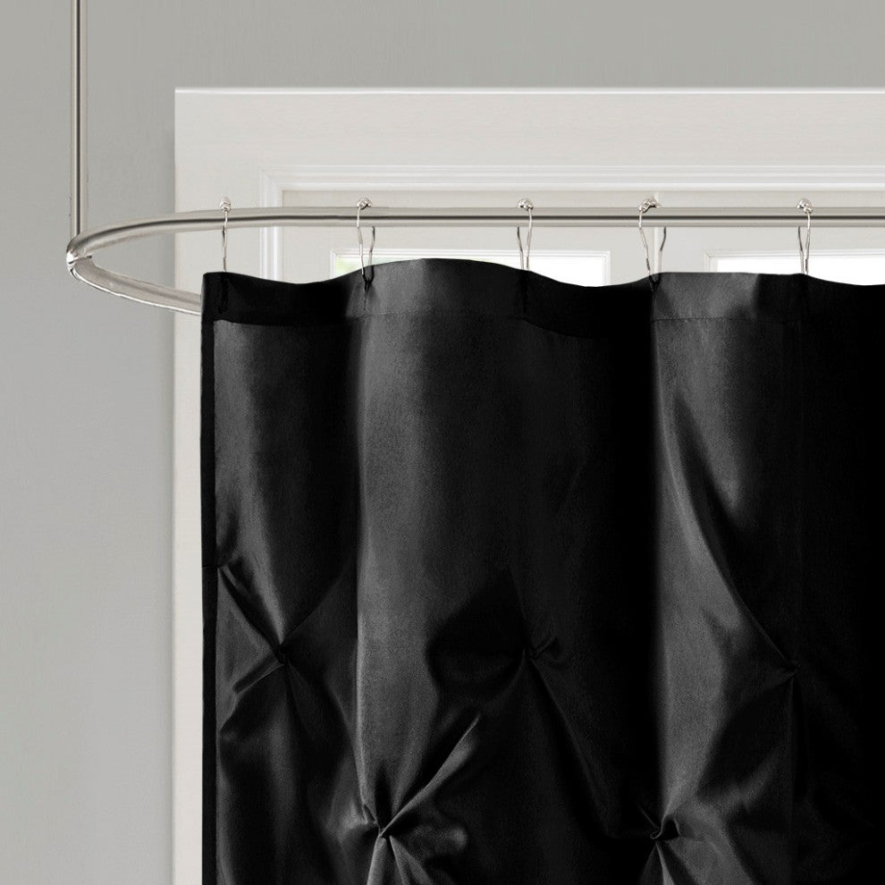 Madison Park Laurel Tufted Semi-Sheer Shower Curtain, Black