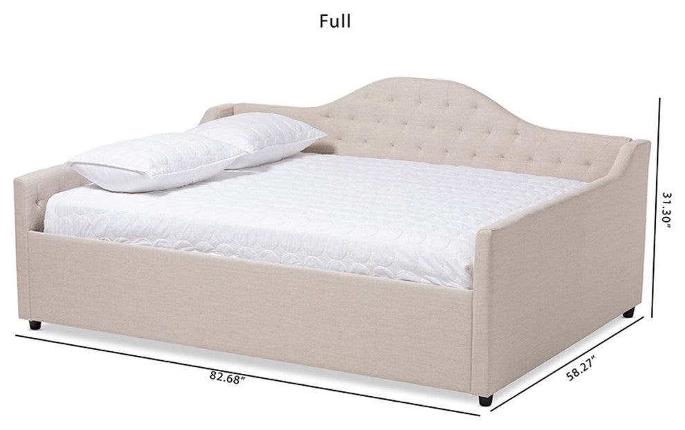 Mira Fabric Upholstered Daybed, Light Beige, Queen