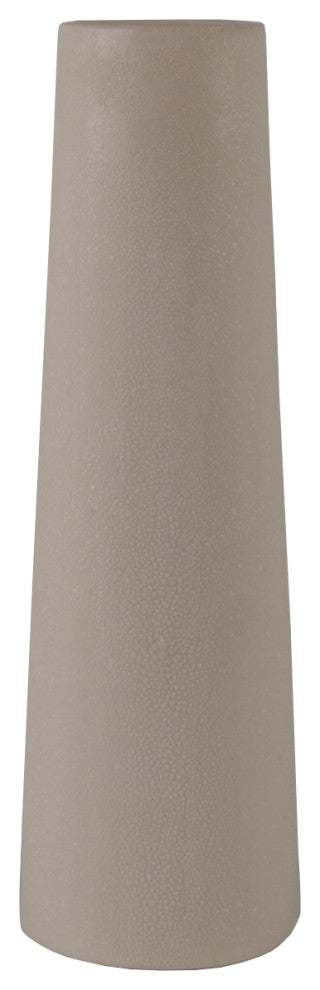14" Leather Finish Ceramic Vase Planter, Cream