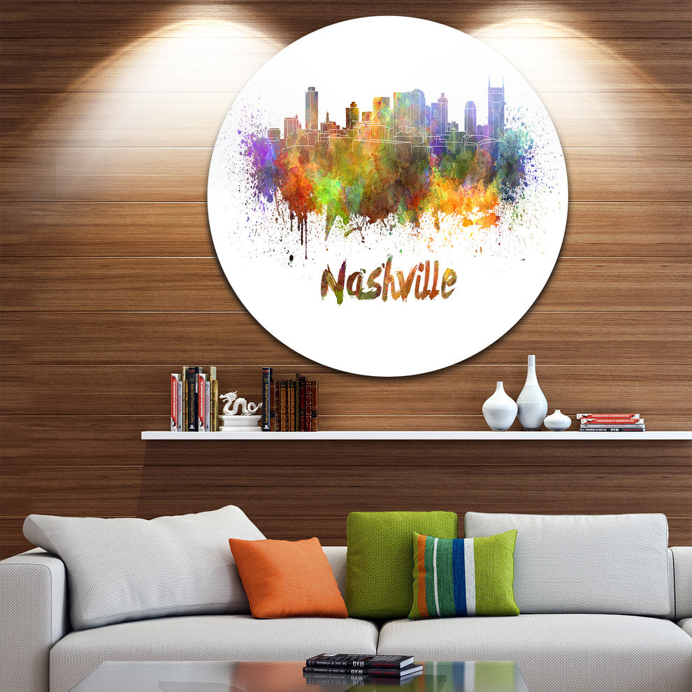 Las Vegas Skyline, Cityscape Large Disc Metal Wall Art, 11"