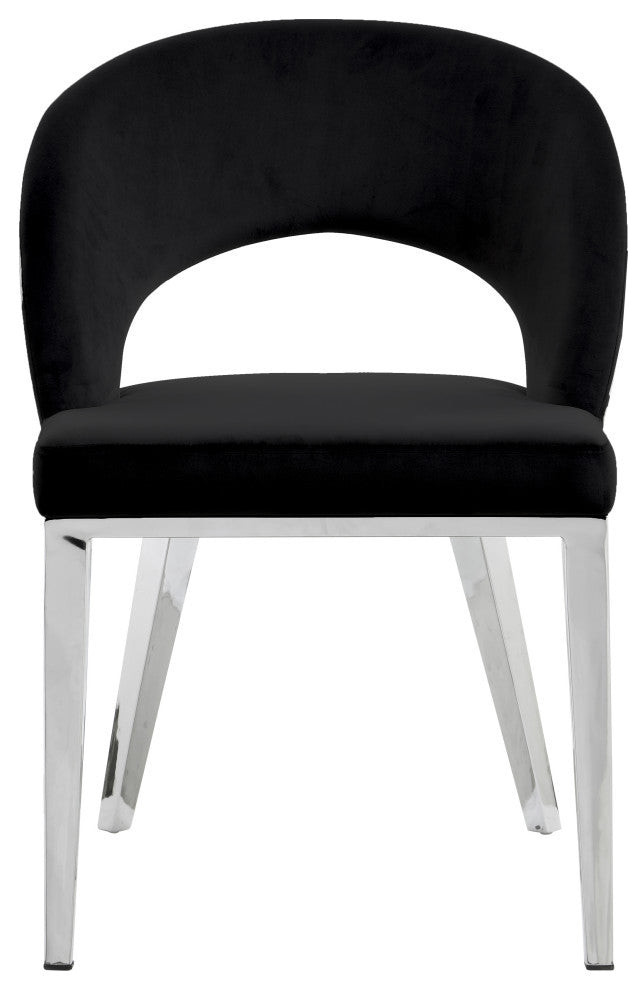 Roberto Velvet Upholstered Dining Chair, Black, Chrome
