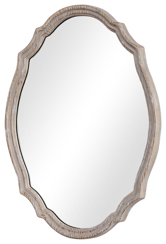 34" Coastal Brown Oval Mirror