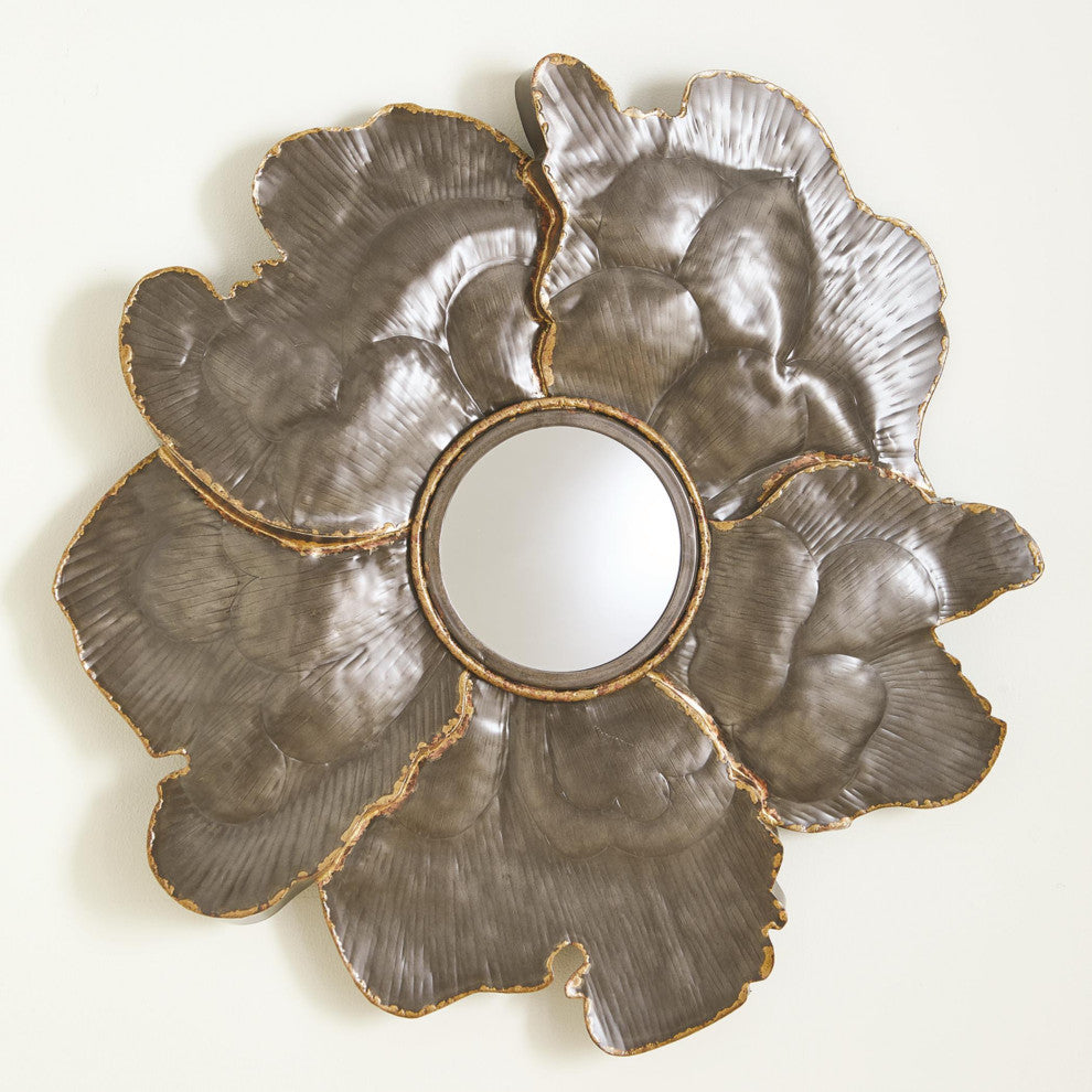 Flower Wall Mirror, Light Gunmetal, Small