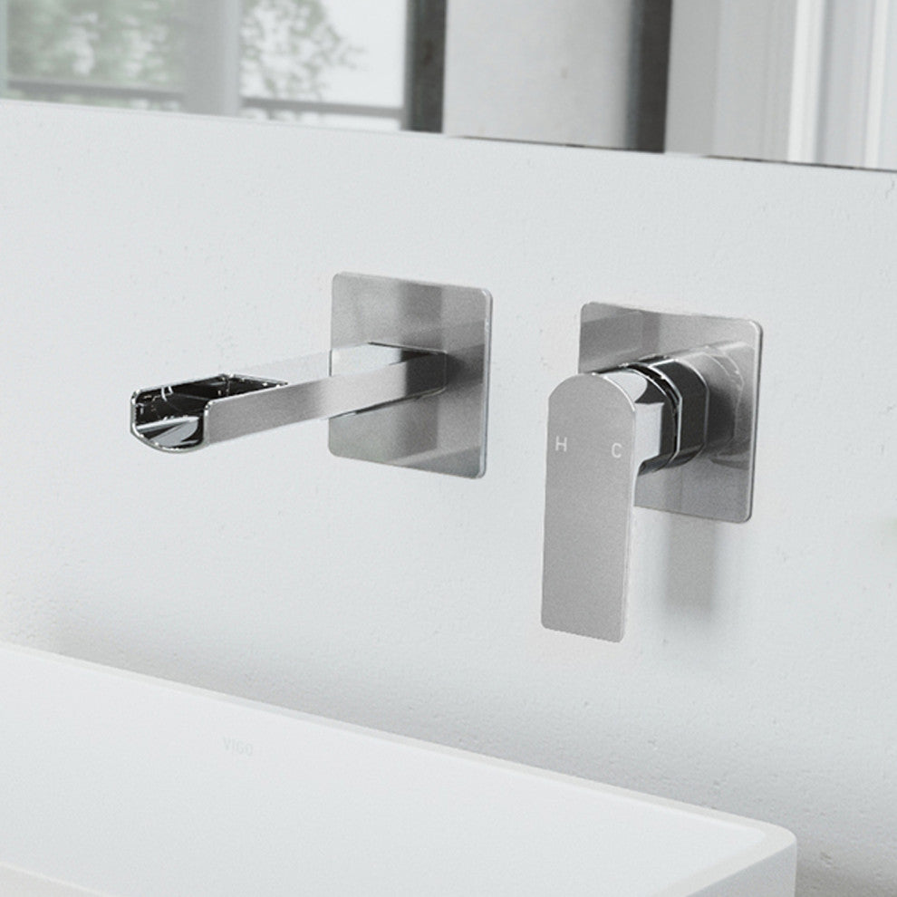 VIGO Atticus 5" H Single Handle Wall Mount Bathroom Faucet, Chrome