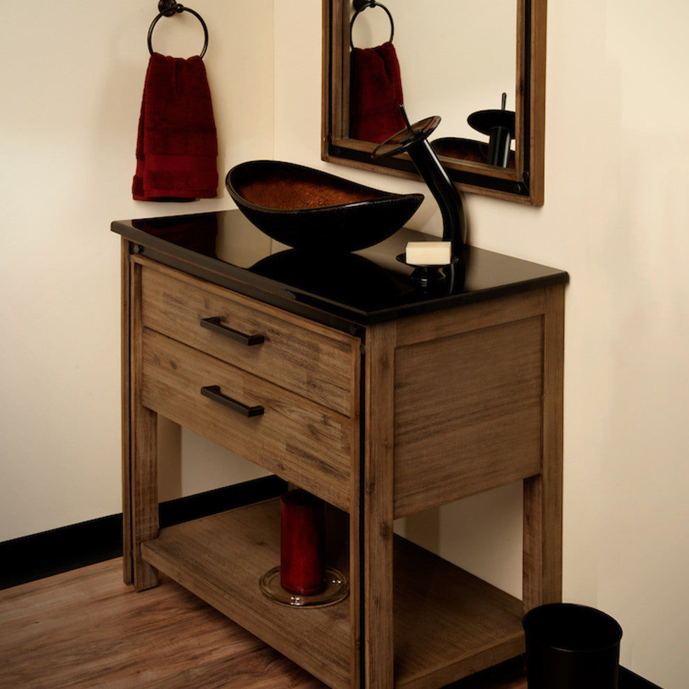 Rena Glass Vessel Sink Set, Oil Rubbed Bronze