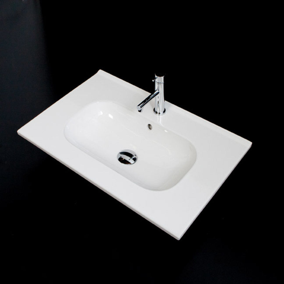 Lacava Aquatre Collection Vanity-top Porcelain Lavatory with Overflow, White