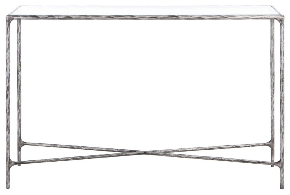 Safavieh Couture Jessa Forged Metal Rectangle Console Table, Silver