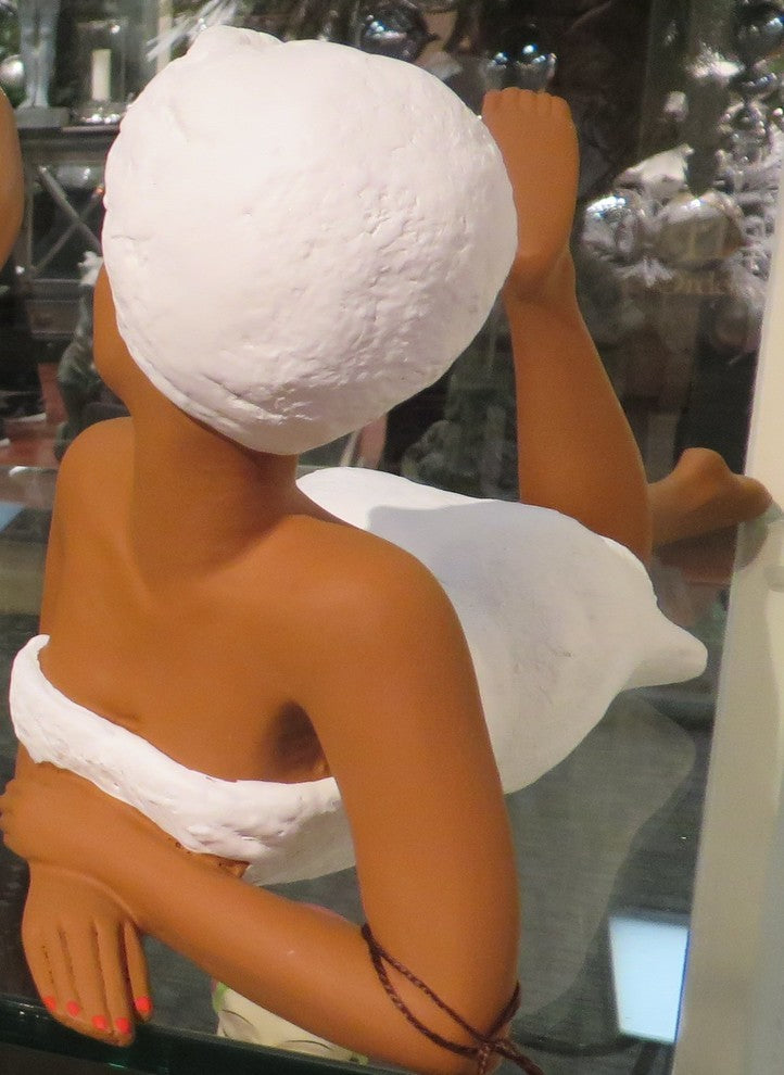 African American Spa Woman Reclining Figurine Statue, Beauty Salon Black