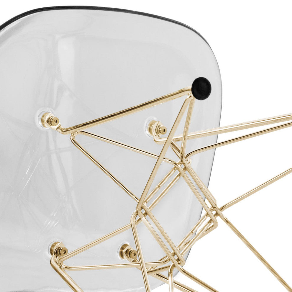 Dining Chair with ABS Plastic Seats Side Chair in Gold Chrome, Clear