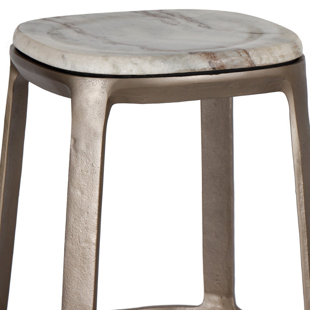 Marbelle Alfie Marble Bar Stool Toronto Sand/Antique Nickel Finish