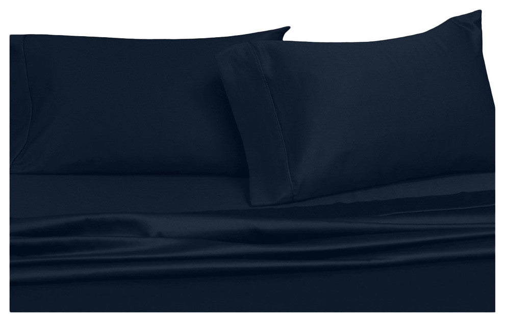 Attached Soft Microfiber Waterbed Sheet Set, Navy, Single