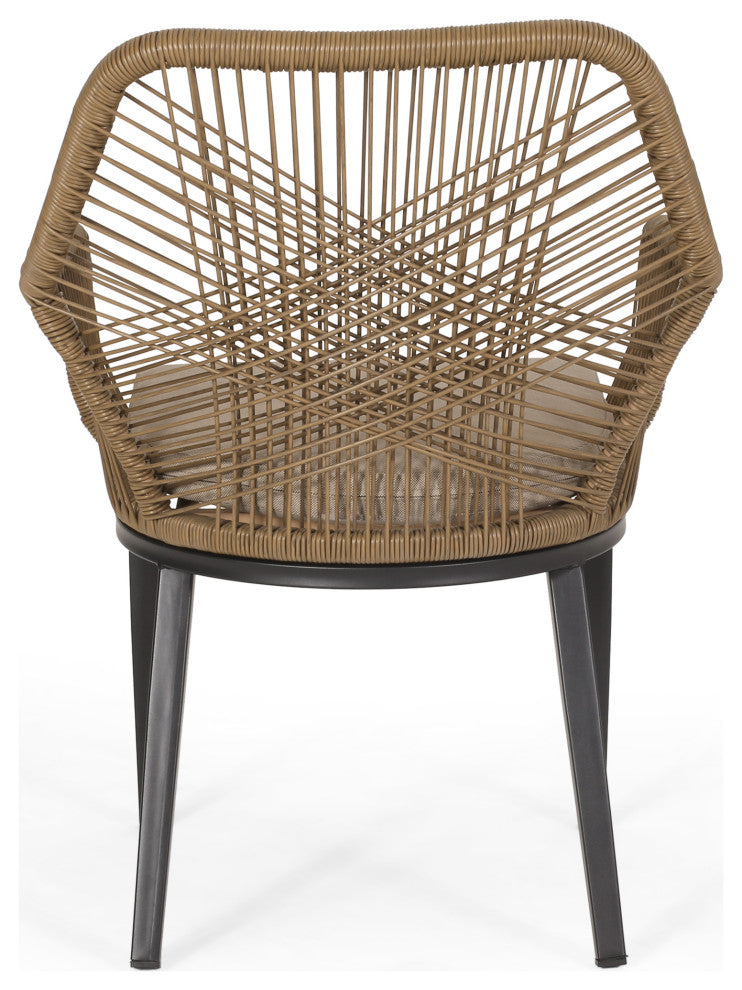 Fromberg Outdoor Wicker Dining Chair with Cushion, Set of 2