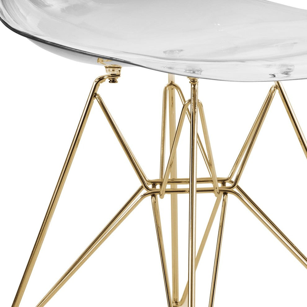 Dining Chair with ABS Plastic Seats Side Chair in Gold Chrome, Clear