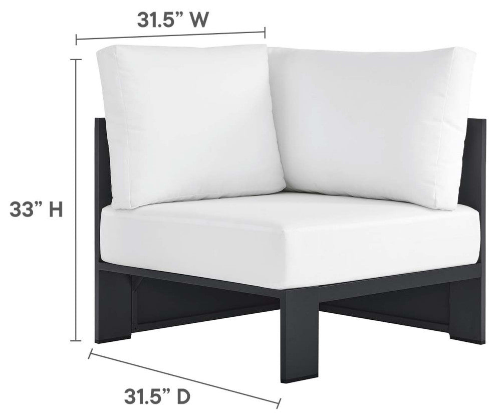 Tahoe Outdoor Patio Powder-Coated Aluminum 5-Piece Sectional Sofa Set - Gray Whi