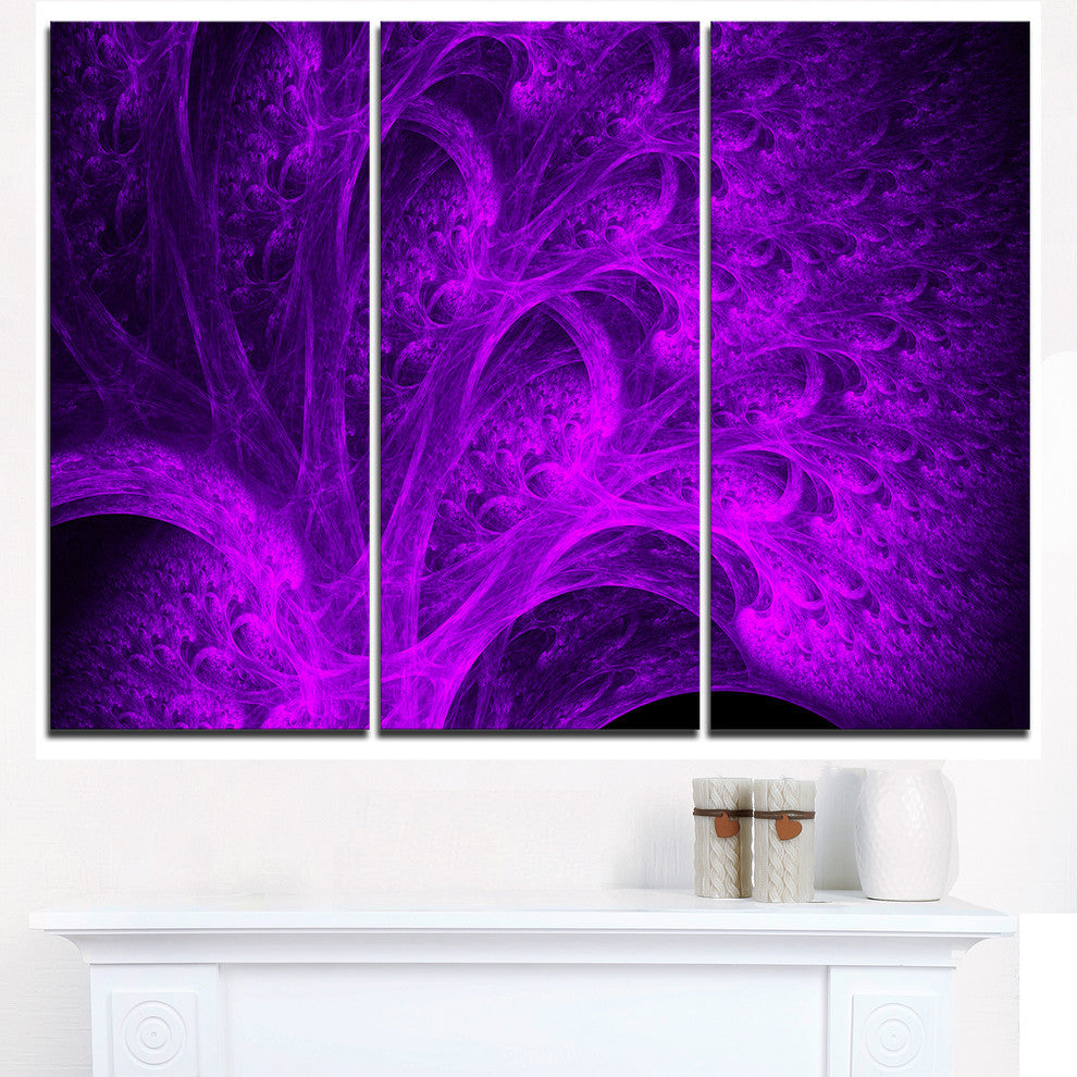 "Bright Purple Magical Fractal Forest" Metal Wall Art, 3 Panels, 36"x28"