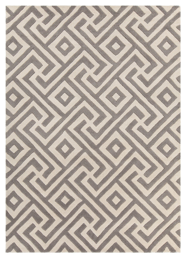 Davin Contemporary Area Rug, Gray and Cream, 5'x7'