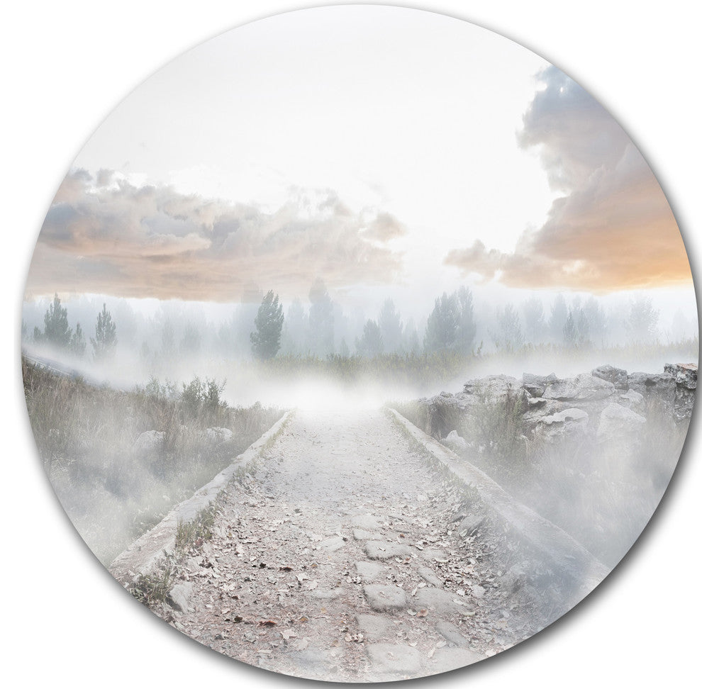 Stony Path To Misty Forest, Landscape Photo Disc Metal Wall Art, 38"