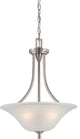 Contemporary Surrey 3-Light Pendant, Brushed Nickel Finish