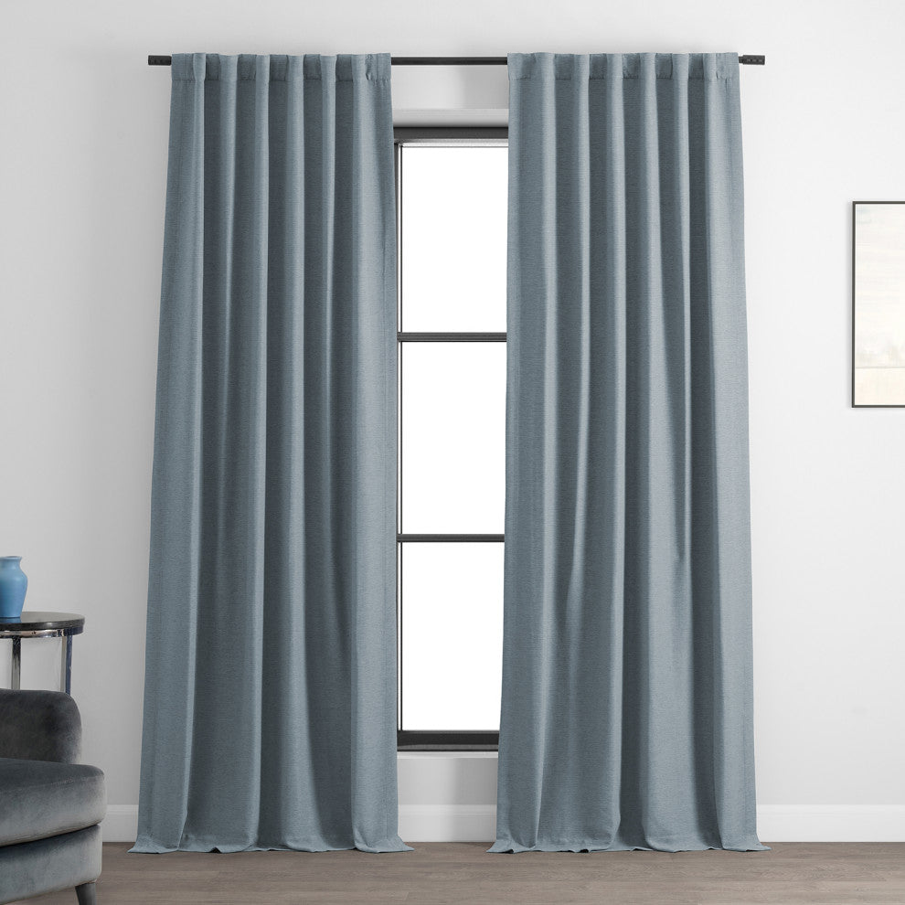 Bellino Blackout Room Darkening Curtain Single Panel, Gulf Blue, 50"x108"