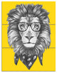 Lion with Glasses and Scarf, Animal Triptych Canvas Art Print, 28x36, 3 Panels