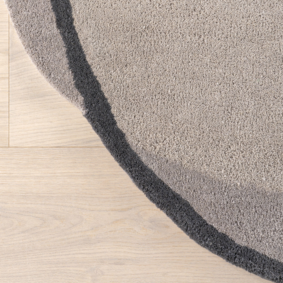 Greenwich Abstract Wool Area Rug, Grey 9'x12'Shaped