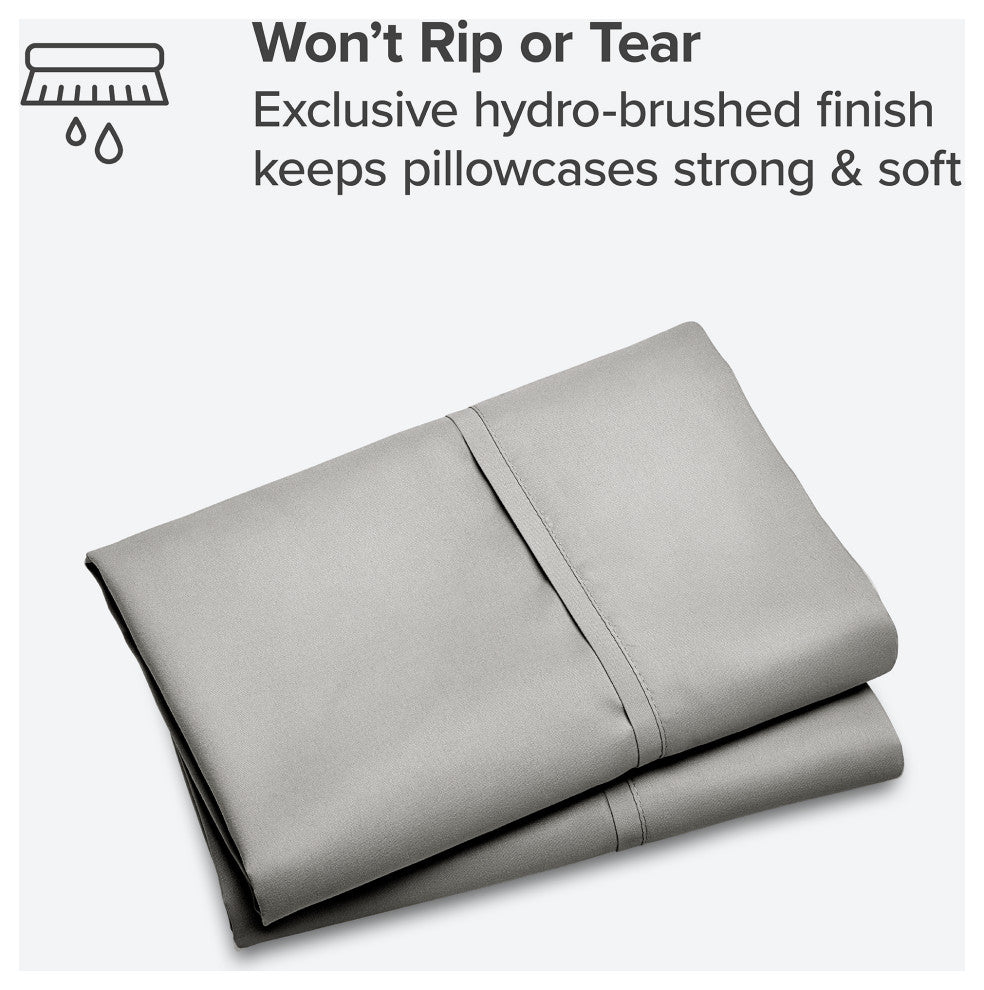 Bare Home Microfiber Pillowcases - Set of 2, Light Grey, Standard