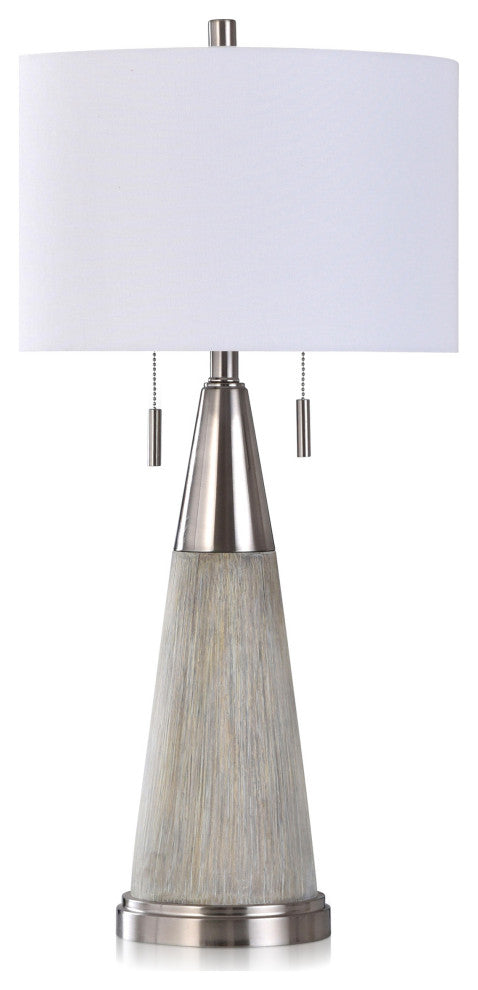 Cigala Silver - Conical Driftwood Stamped Resin Table Lamp
