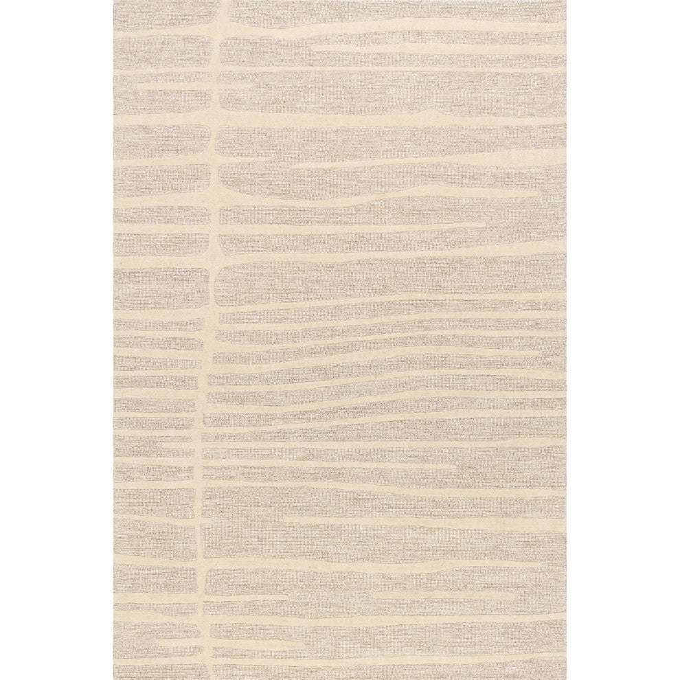 Parsa Striped Wool Area Rug, Beige 8'x10'