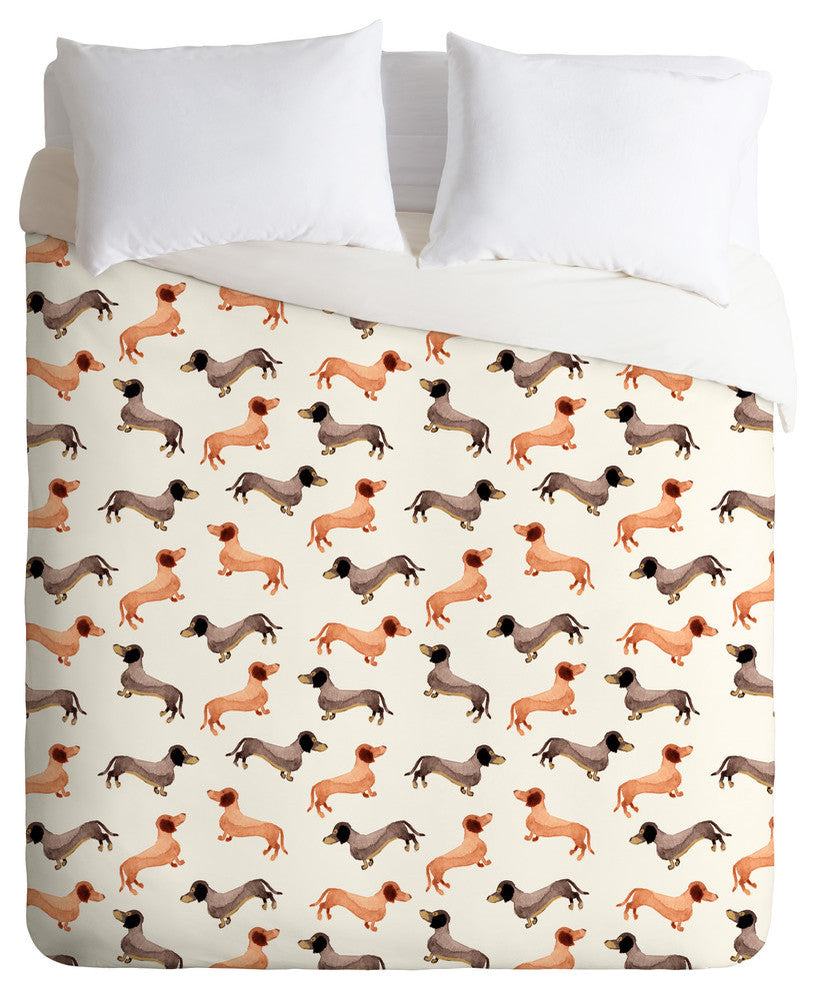Deny Designs Wonder Forest Darling Dachshunds Lightweight Duvet Cover