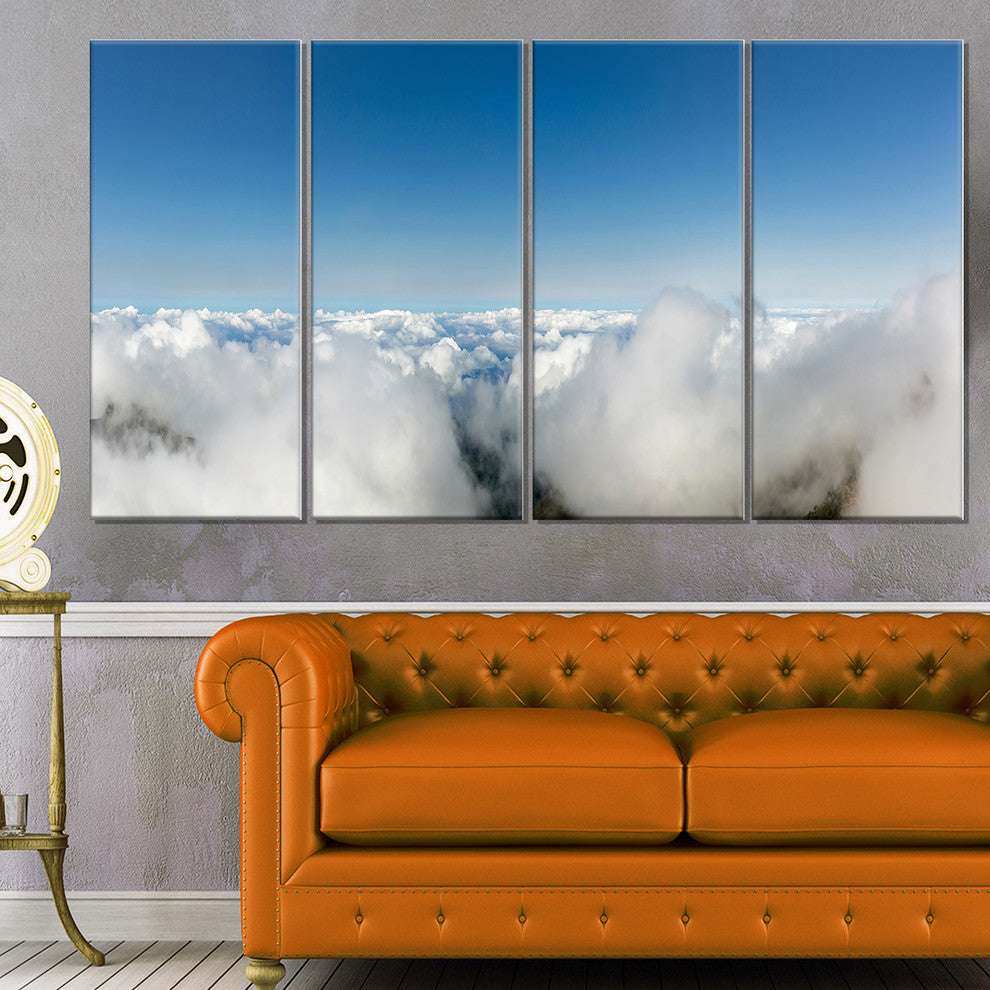 "Bright Blue Sky Above Clouds" Contemporary Landscape Wall Art, 4Panel, 48"x28"