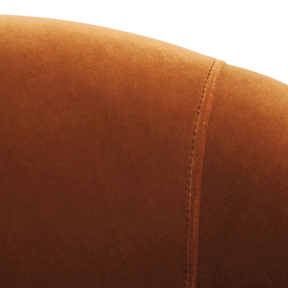 London Ruched Barrel Accent Chair, Burnt Orange Velvet