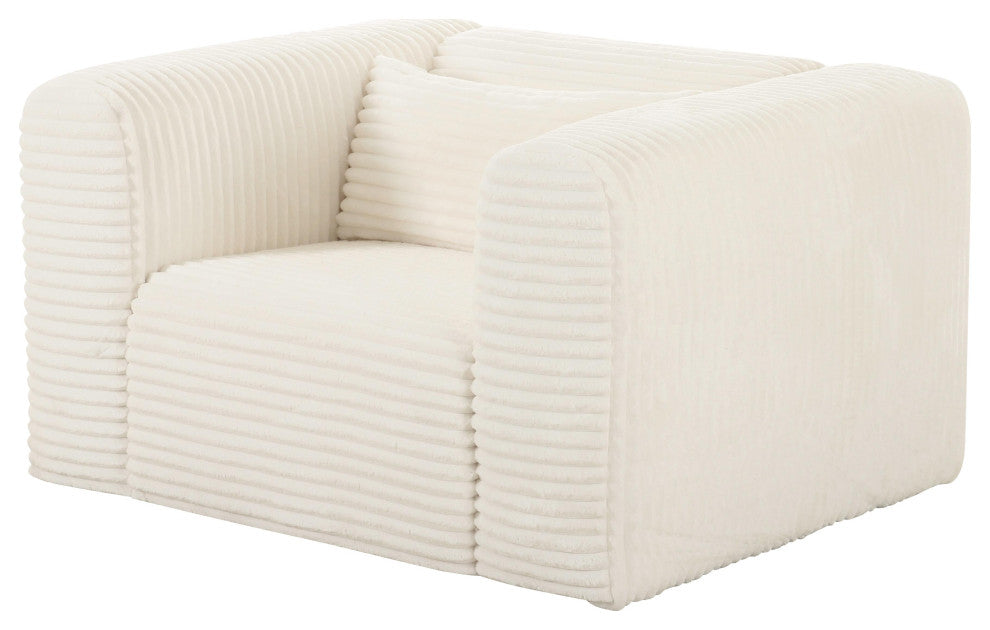 Tarra Fluffy Oversized Cream Corduroy Armchair - Cream