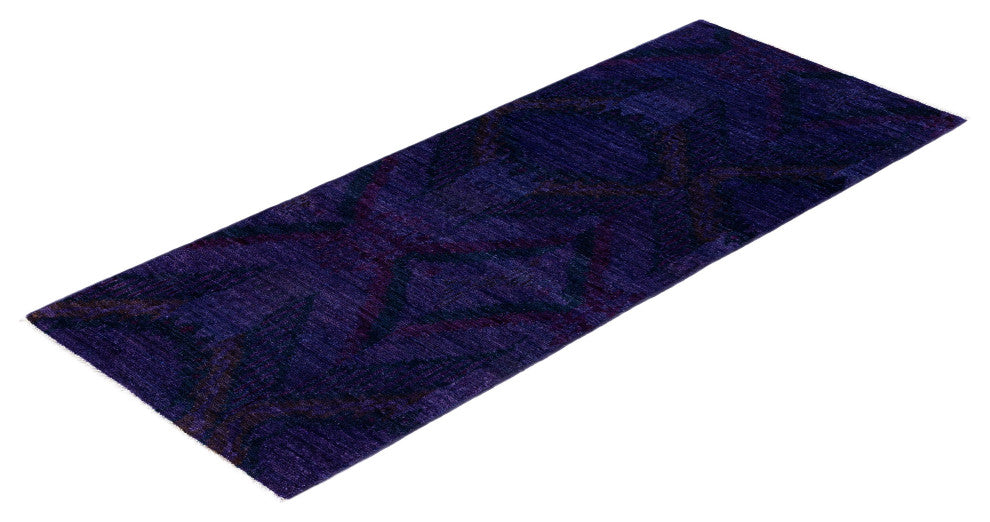 Overdyed One-of-a-Kind Hand-Knotted Area Rug Purple, 2' 6" x 6' 4"