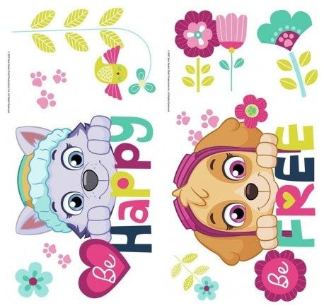 Paw Patrol Skye and Everest Be Happy Quote Peel and Stick Wall Decals, 8-Piece