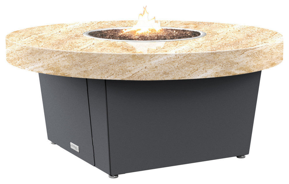 Circular Fire Pit Table, 48", Propane, So Cal Special Granite Top, Gray