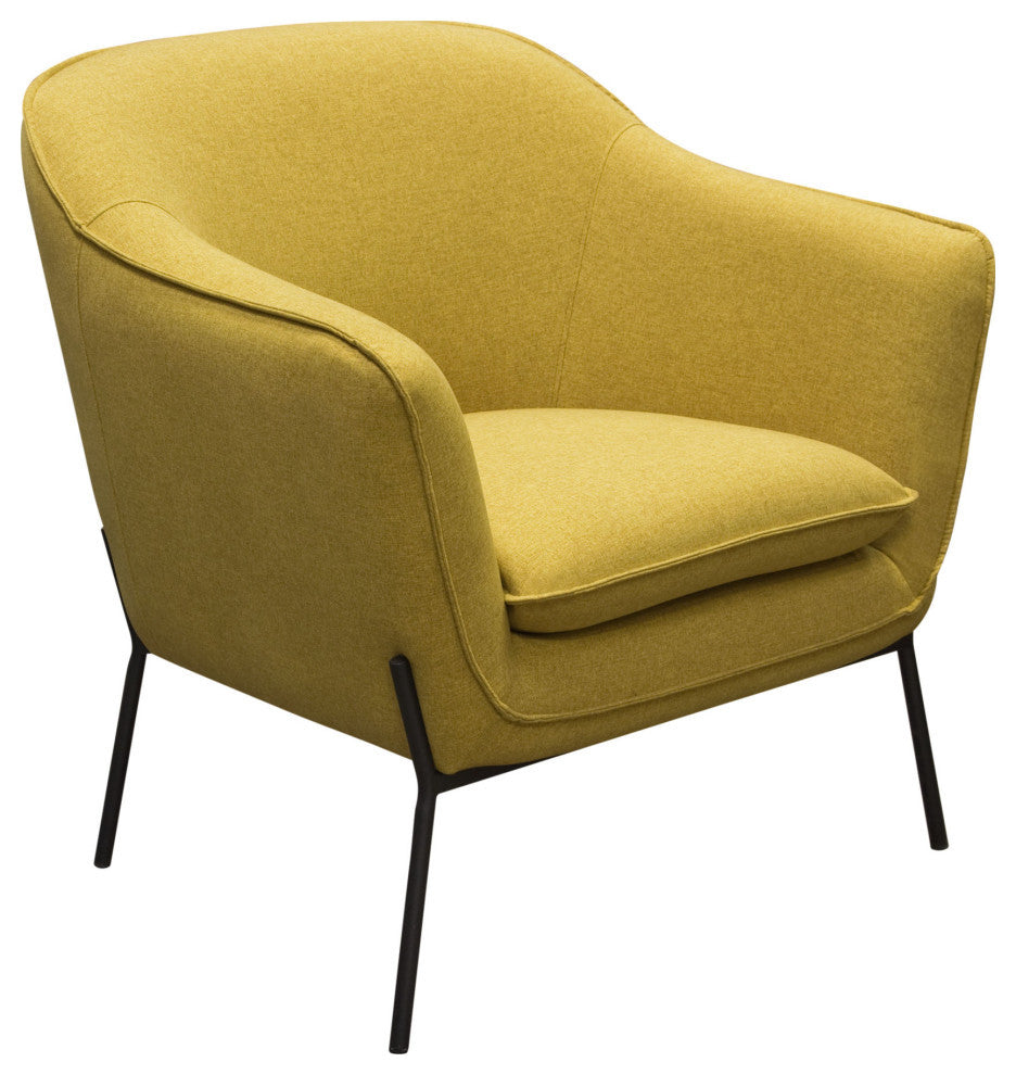 Status Accent Chair, Yellow Fabric With Metal Leg by Diamond Sofa