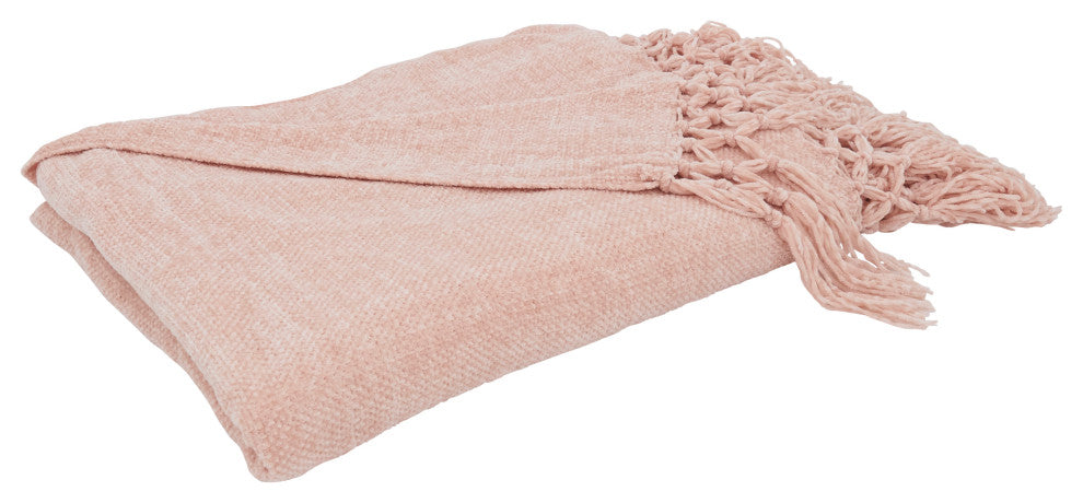 Knotted Design Chenille Throw, Blush