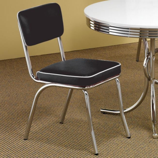 Retro Chrome Coke Dining Chairs, Set of 2, Red