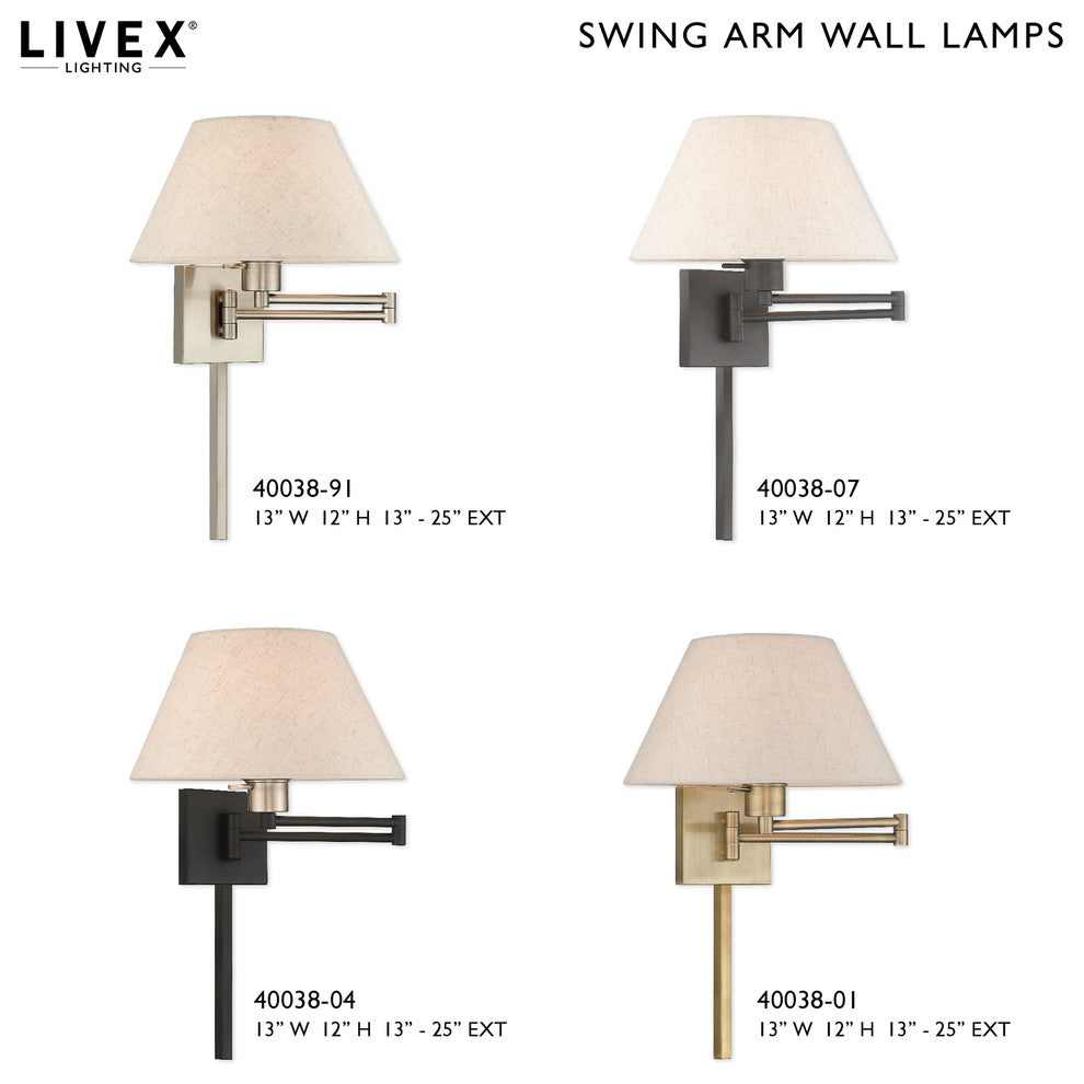 Livex Lighting Brushed Nickel 1-Light Swing Arm Wall Lamp