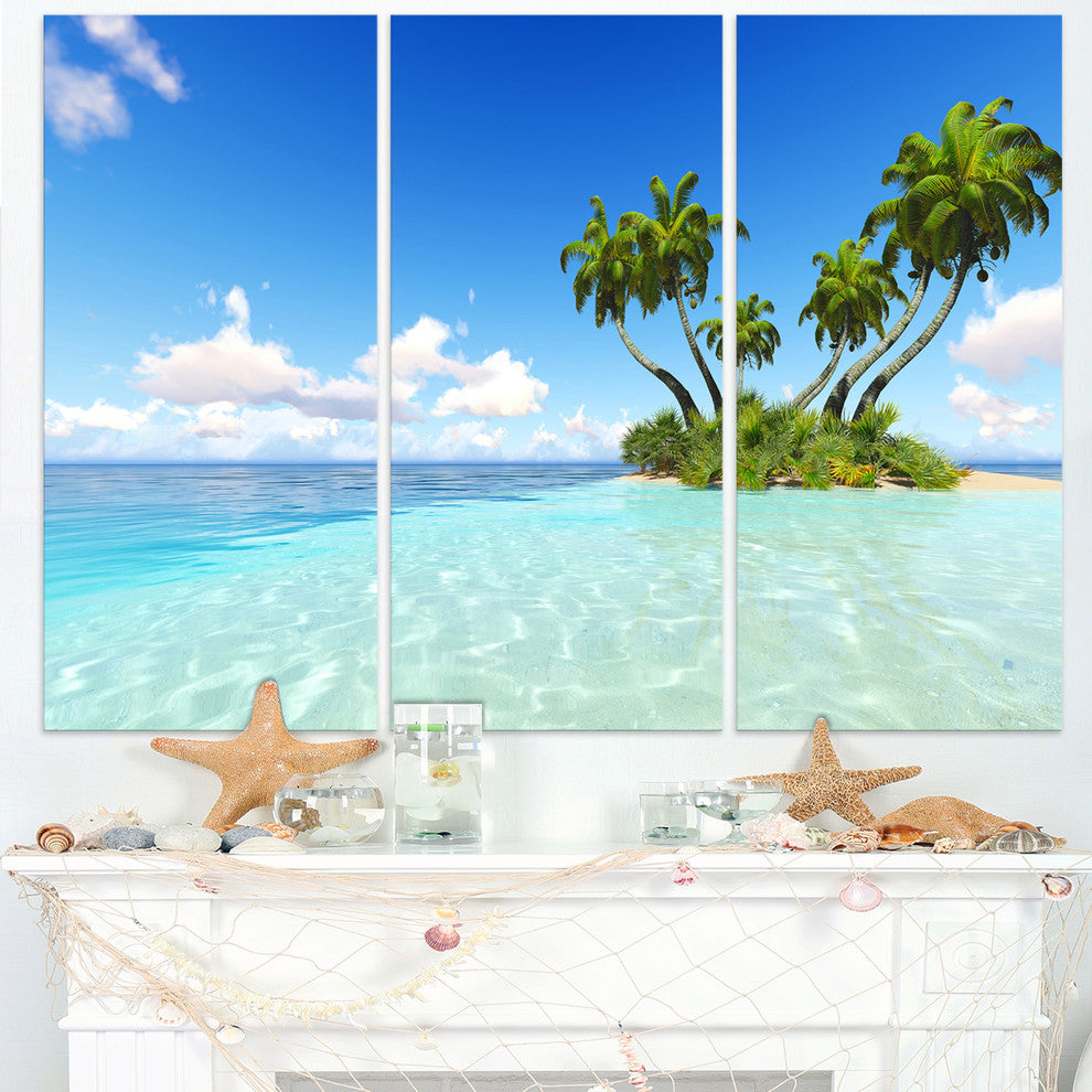 "Corals Island Under Blue Sky" Canvas Wall Art, 3 Panels, 36"x28"