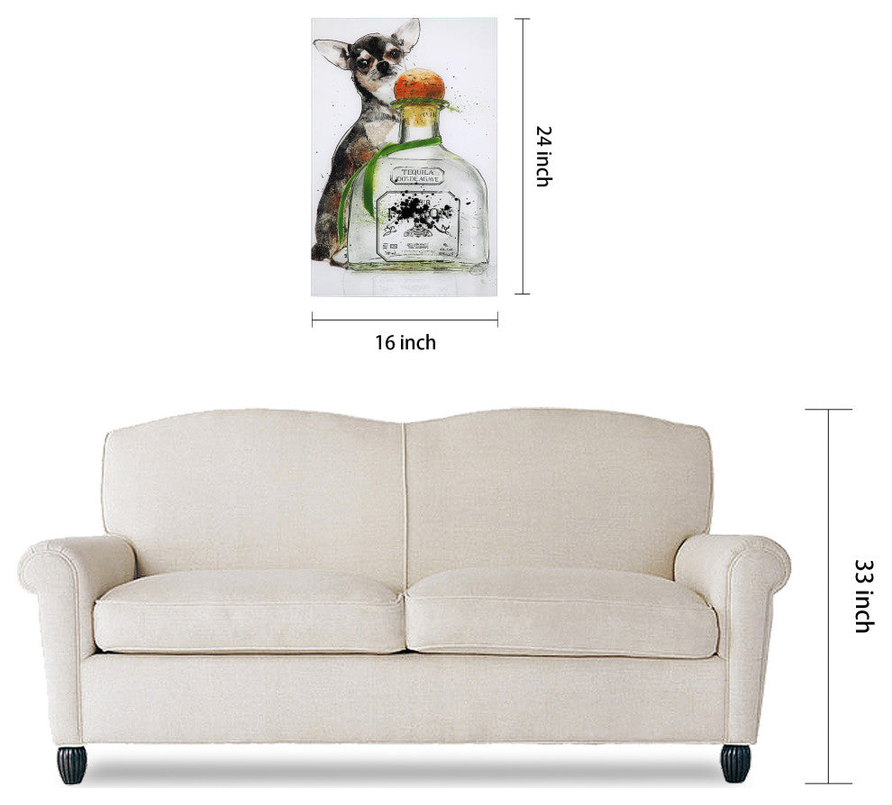 Viva Mexico Dog Fashion Wall Art on Frameless Free Floating Tempered Glass 24x16