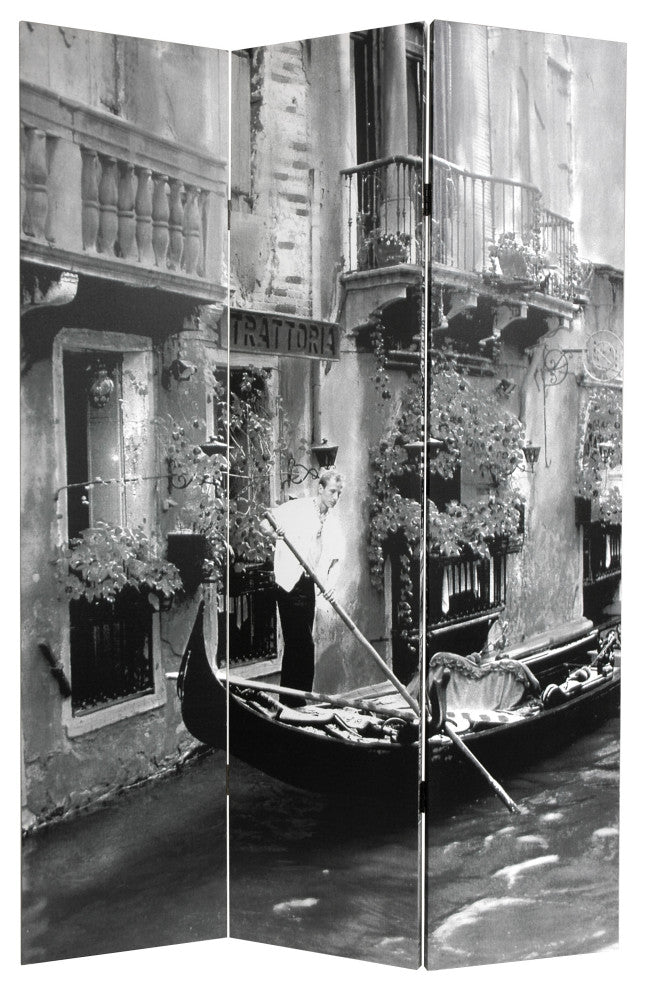 6' Tall Double Sided Scenes of Venice Canvas Room Divider