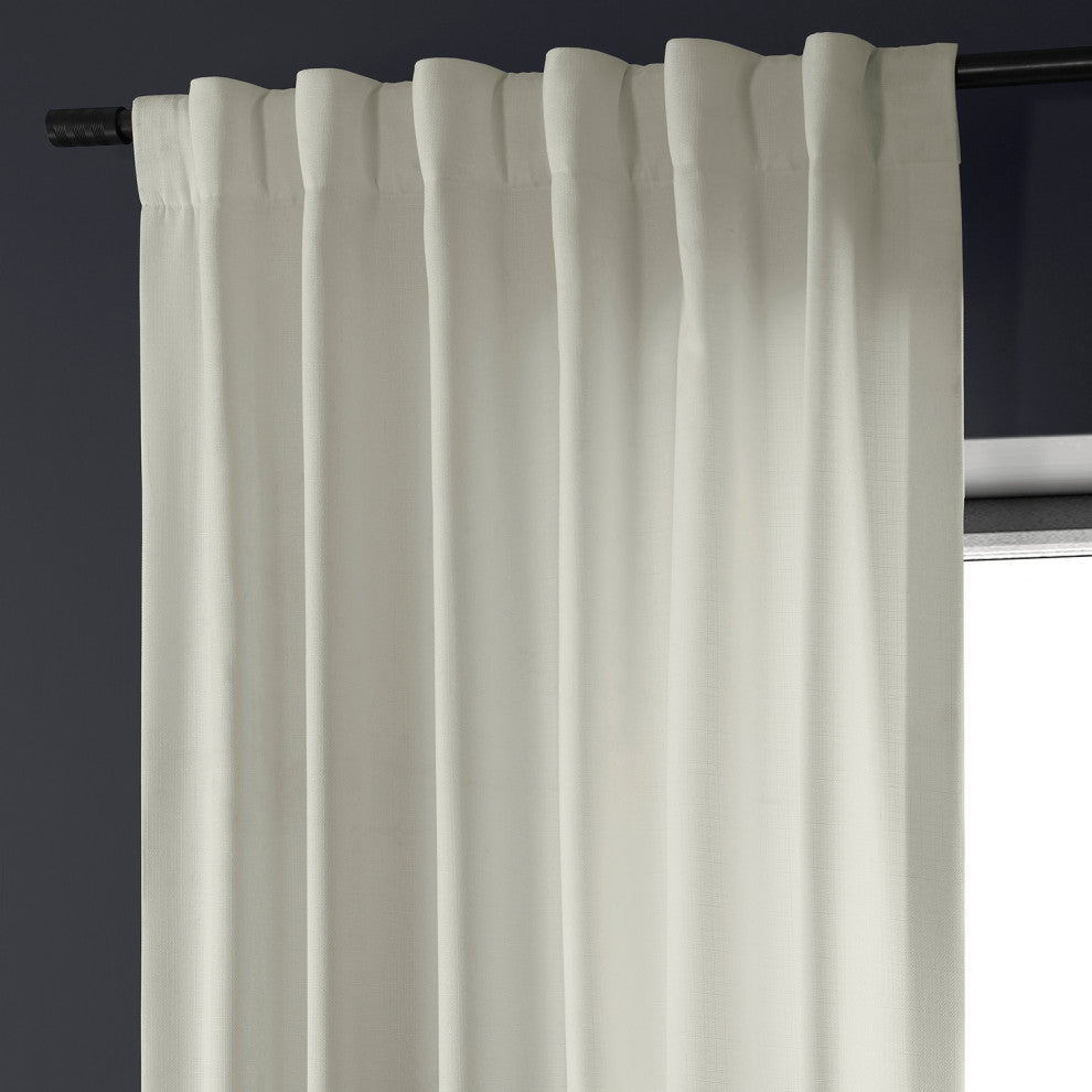 Italian Faux Linen Curtain Single Panel, Magnolia Off White, 50wx84l