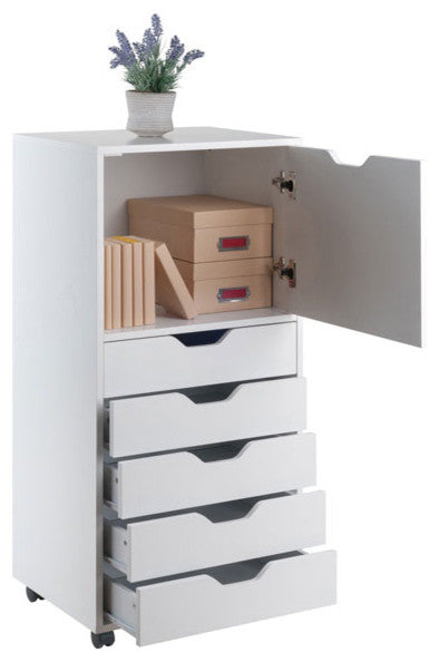 Halifax Tall Storage Cabinet, 5-Drawer, White