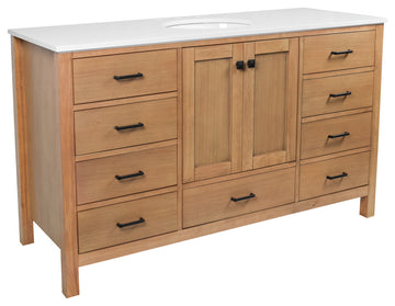 Horizon 60" Single Bathroom Vanity Top, Blonde, Engineered White